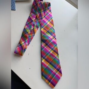 Charles Tyrwhitt handmade necktie featuring a vibrant, multi-colored plaid